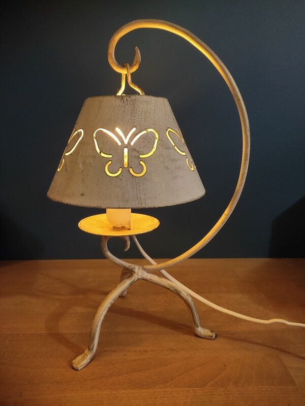 Bedside lamp room metal patinated paint butterfly