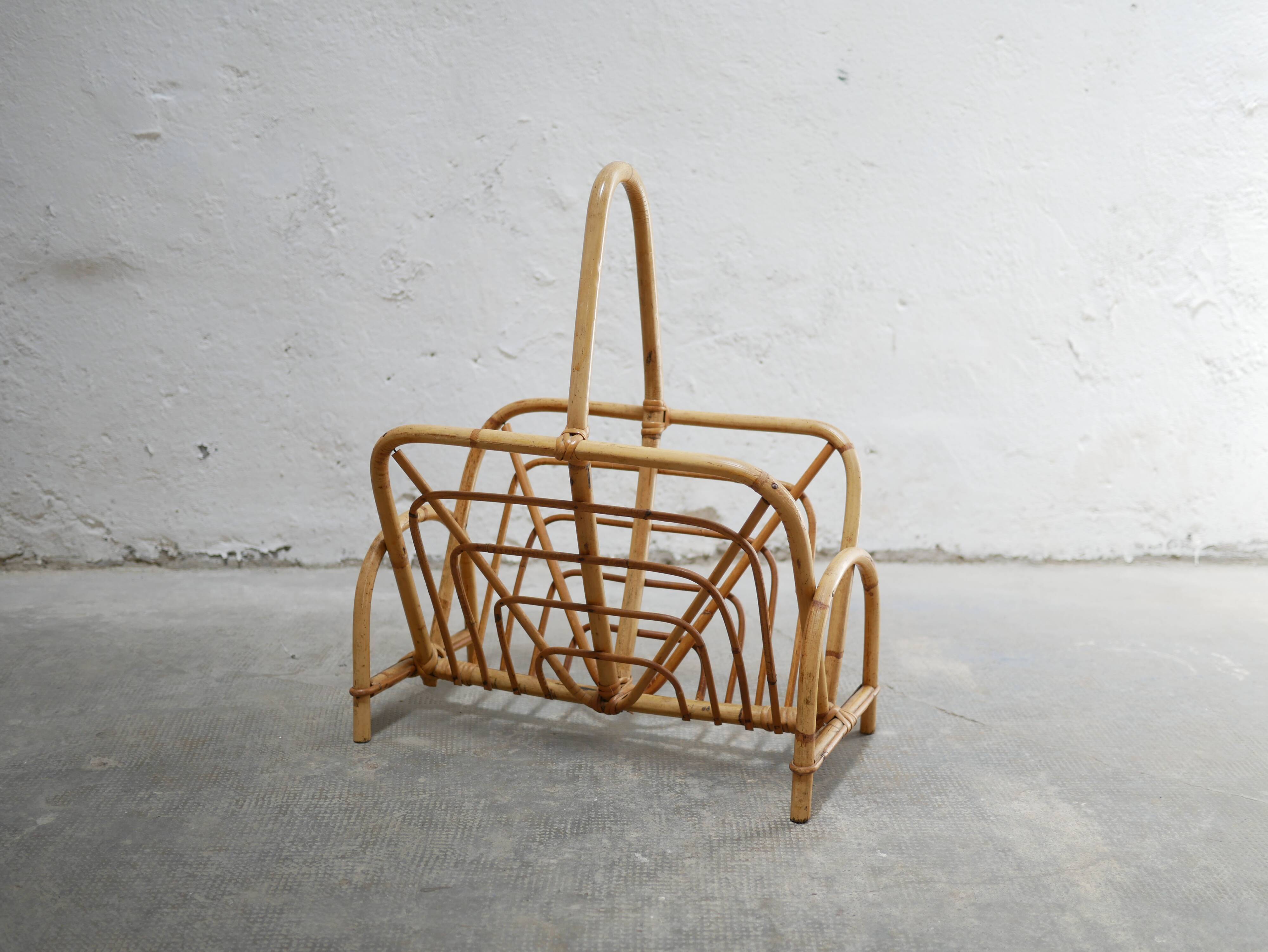 Vintage rattan magazine holders