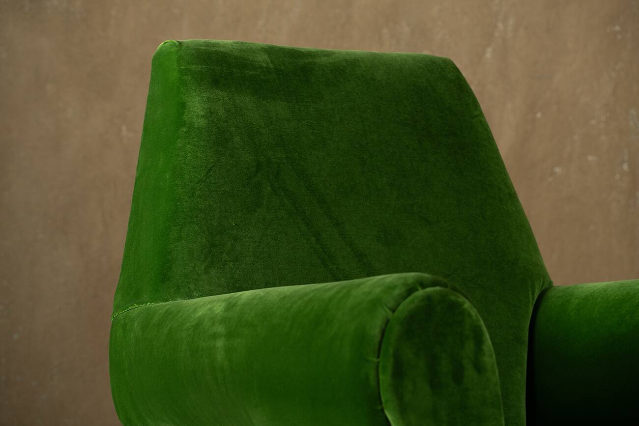 Fauteuils en velours vert par Gigi Radice, Italie, années 1950.