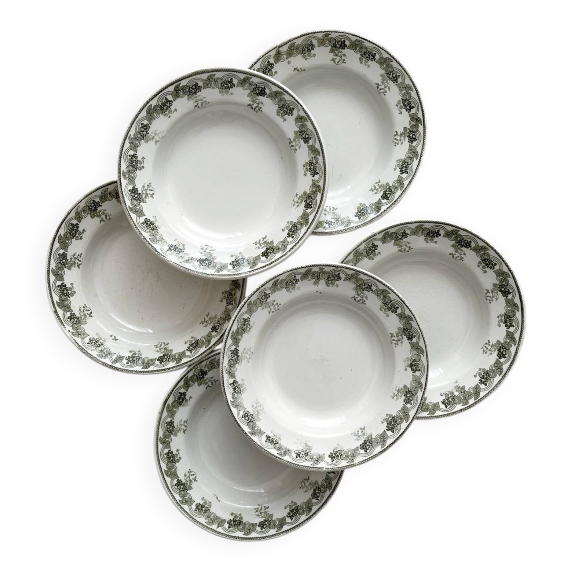 6 “Violetta” ironstone soup plates from Moulin des Loups Hamage