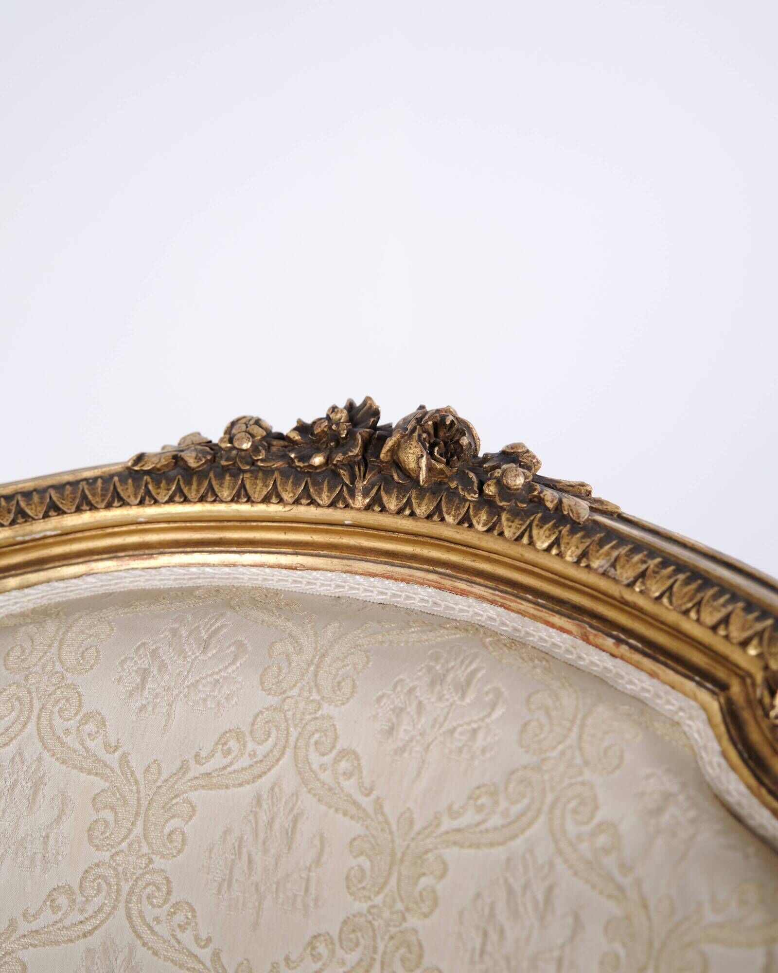 Bergère armchair - Louis XVI style - gilded wood & light fabric - 1860s