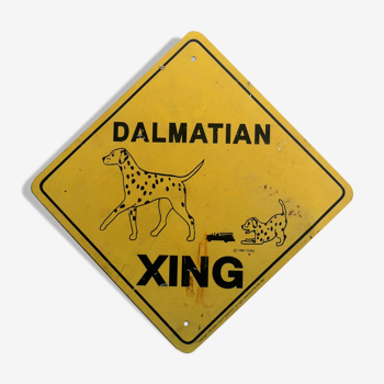 Old plate xing Dalmatian, passage of animals