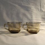 Set of 5 smoked glass cups from the 70s