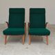 Paire de fauteuils ULUV bois et tissu vert bouclette