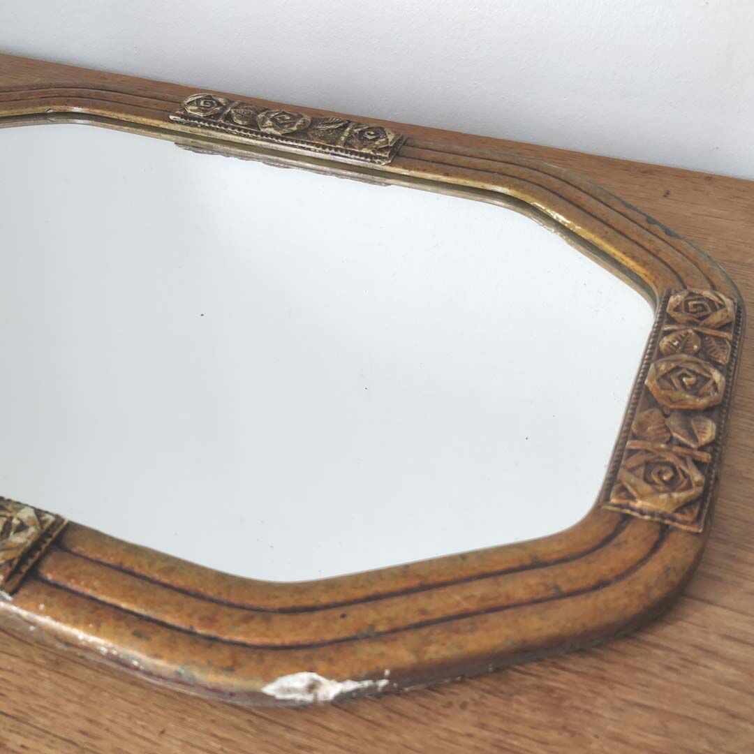 Octagonal art deco mirror 54x36cm