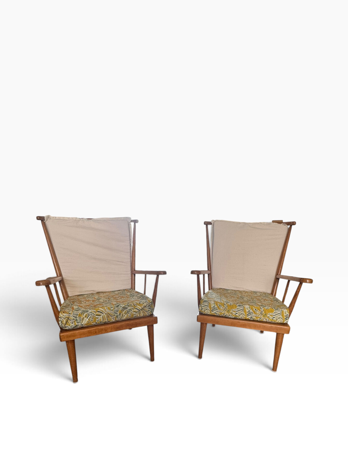 Paire Fauteuils Bauman éventail claire