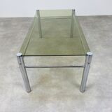 Coffee table chrome and smoked glass 70s