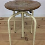 Workshop stool with system, metal and wood, adjustable industrial style