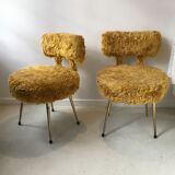 Pair of Pelfran chairs in yellow-orange moumoute