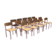 Lot 16 chaises écolier bois métal rouge