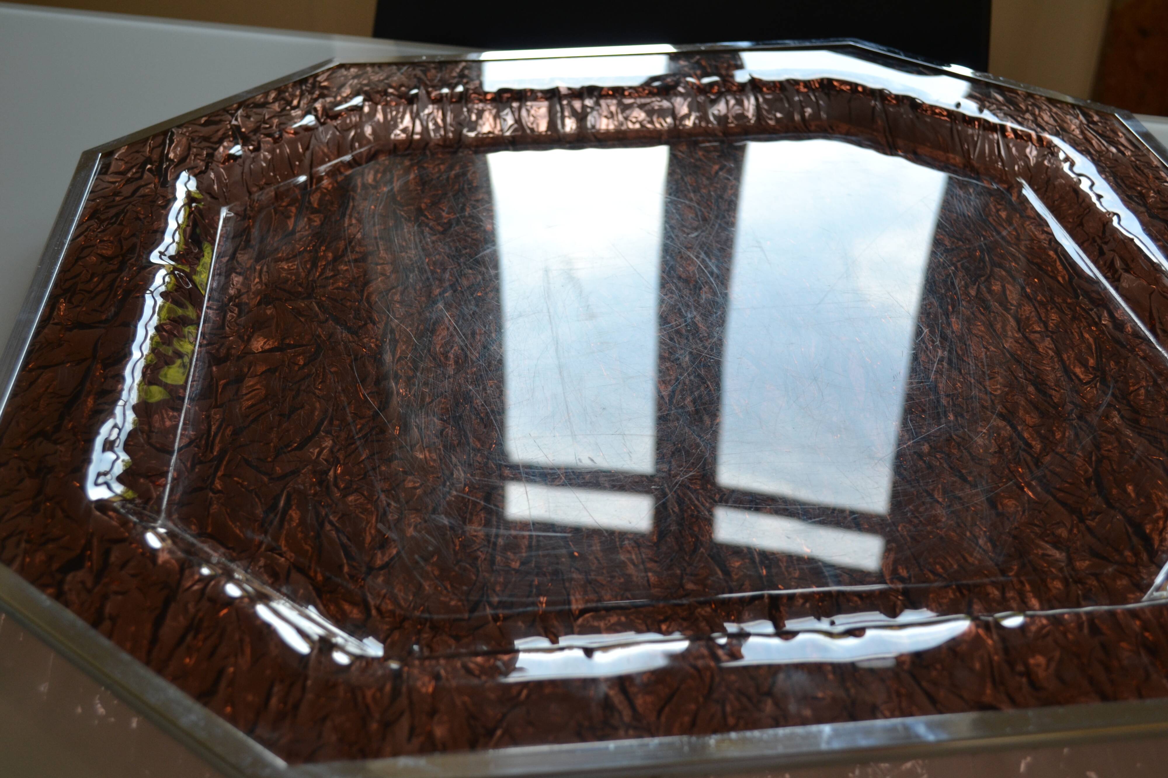 1970 tray in smoked lucite