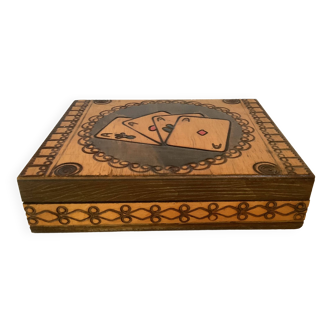 Wooden card game storage box