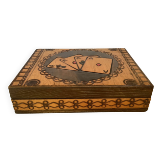 Boîte de rangement en bois jeux de cartes