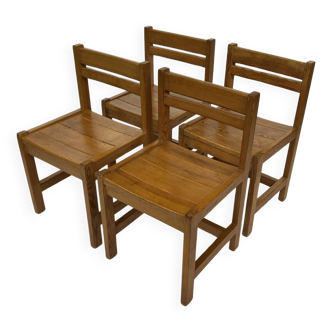 Suite de quatre chaises vintage en pin - Design