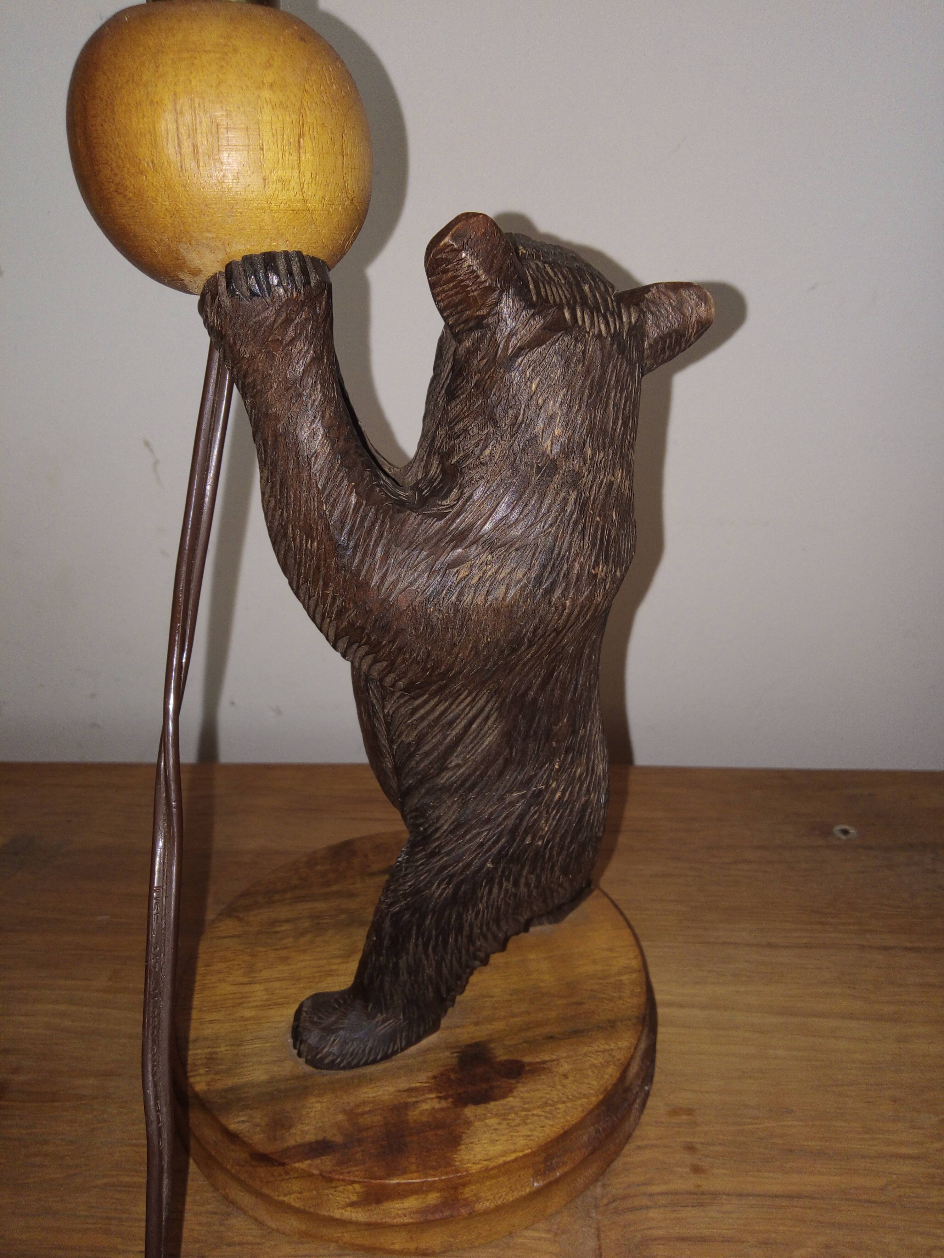 Wooden bear lamp, black forest