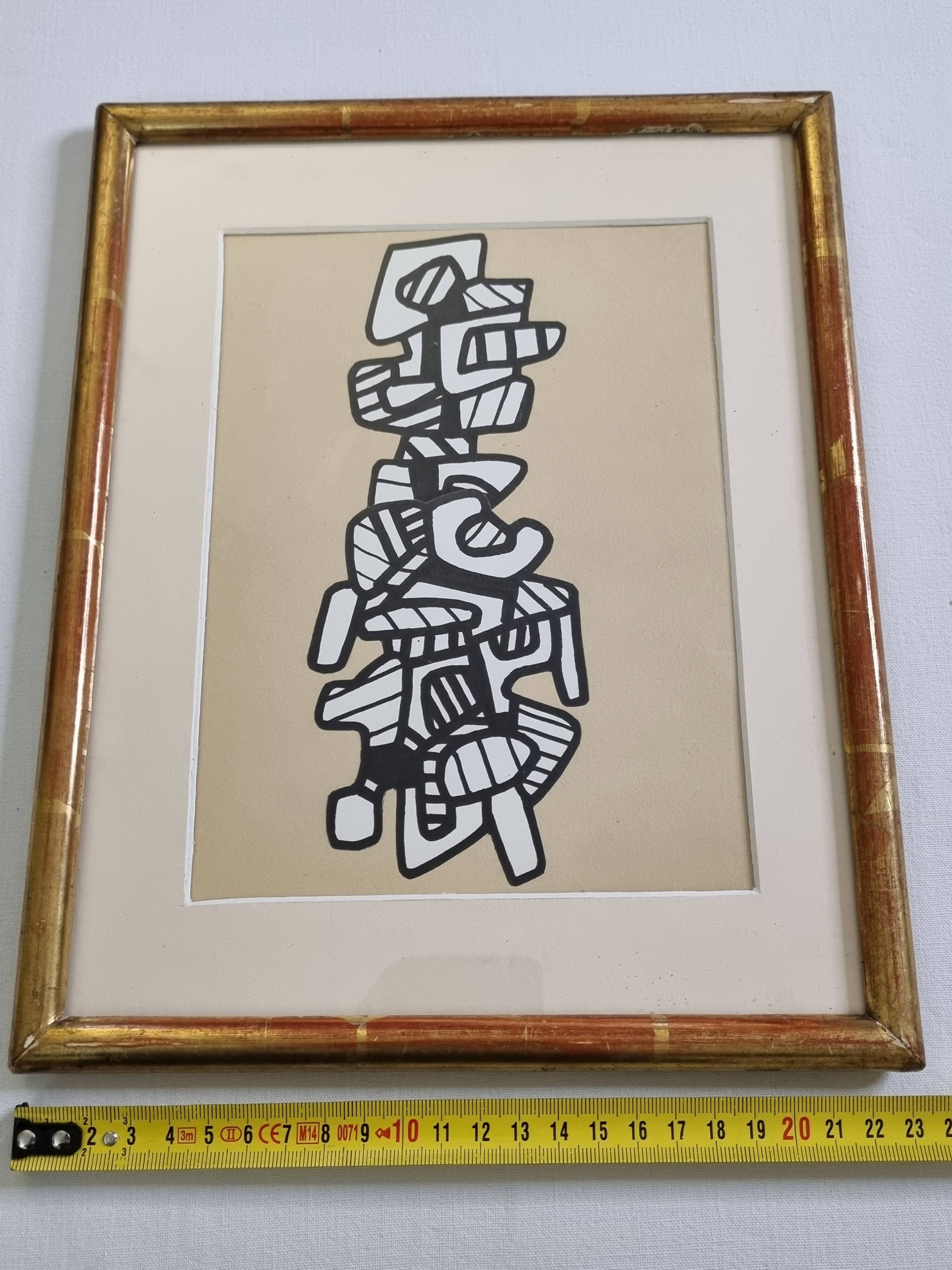 Screenprint after Jean Dubuffet framed under glass 26 cm by 33 cm