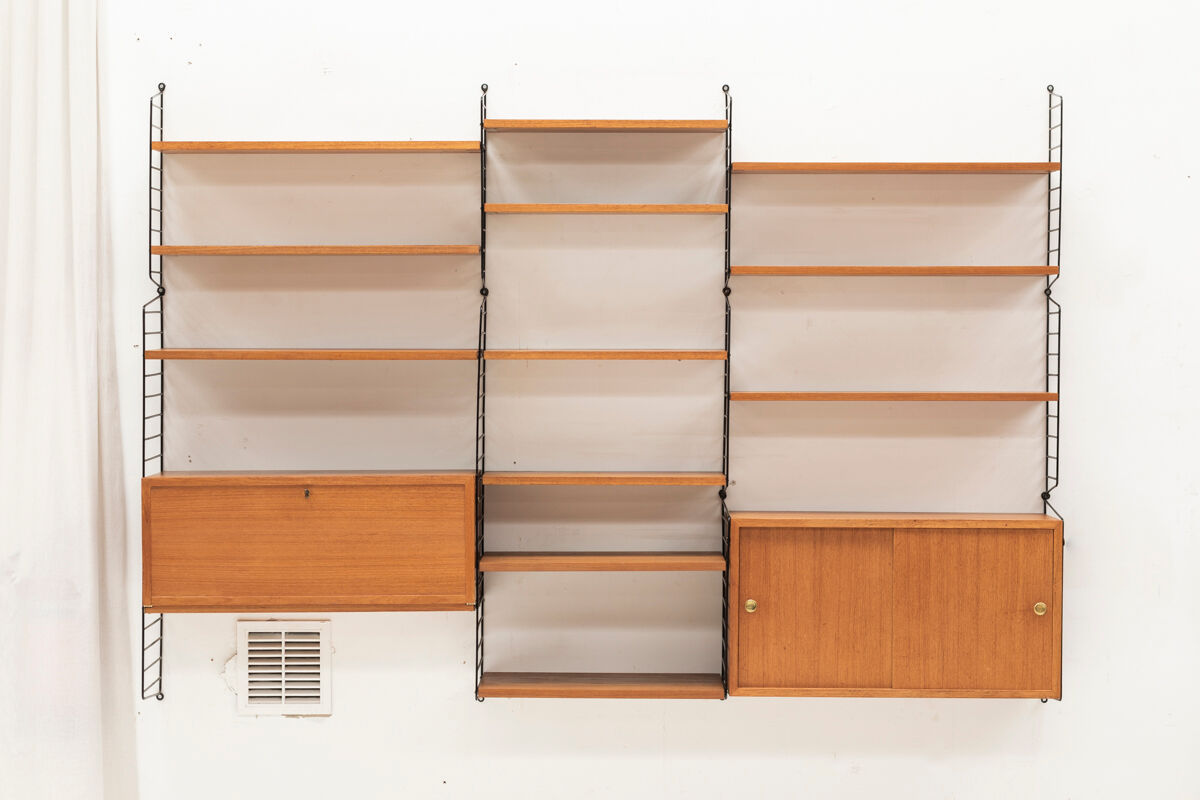 3-Piece wall unit by Nisse Strinning for String, Sweden, 1960s