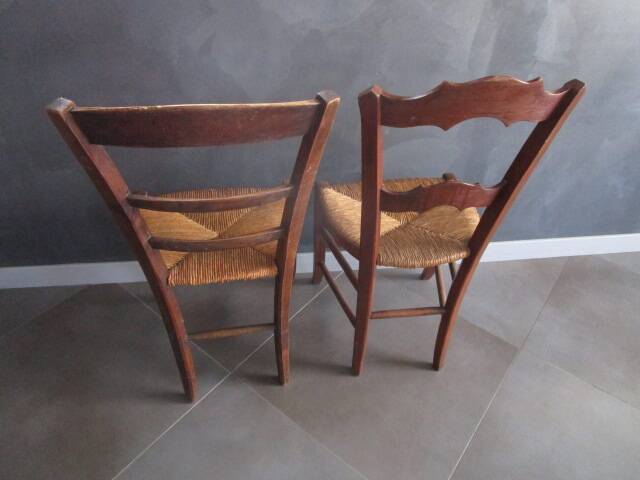 2 old straw chairs