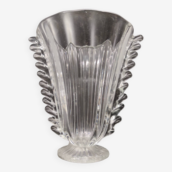 Transparent Murano Glass Vase style  Barovier and Toso, Italy