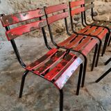 Set of 8 vintage French bistro chairs – industrial metal Tolix style