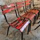 Set of 8 vintage French bistro chairs – industrial metal Tolix style