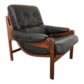 Teak and Leather Armchair, 1960s