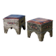 2 tabourets/ poufs orientaux bois/ metal/ cuir