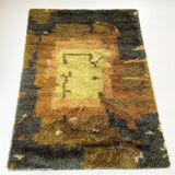 Tapis abstrait scandinave multicolore à poils hauts rya, suède, années 1960
