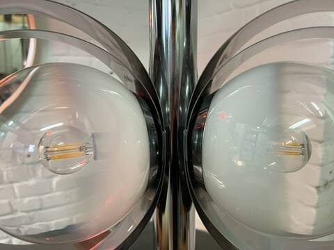 Vintage Space Age chrome and glass chandelier from the 1970s.