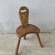 Brutalist tripod stool with backrest, France, vintage 1950s