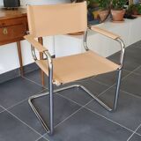 Beige leather armchair