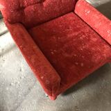 Set of 2 red Mid-Century fabric armchairs, 1960s — complete restoration