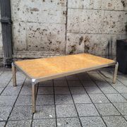 Table basse en ronce de bois et acier, France années 1970