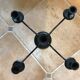 Wooden chandelier and black metal 4 branches