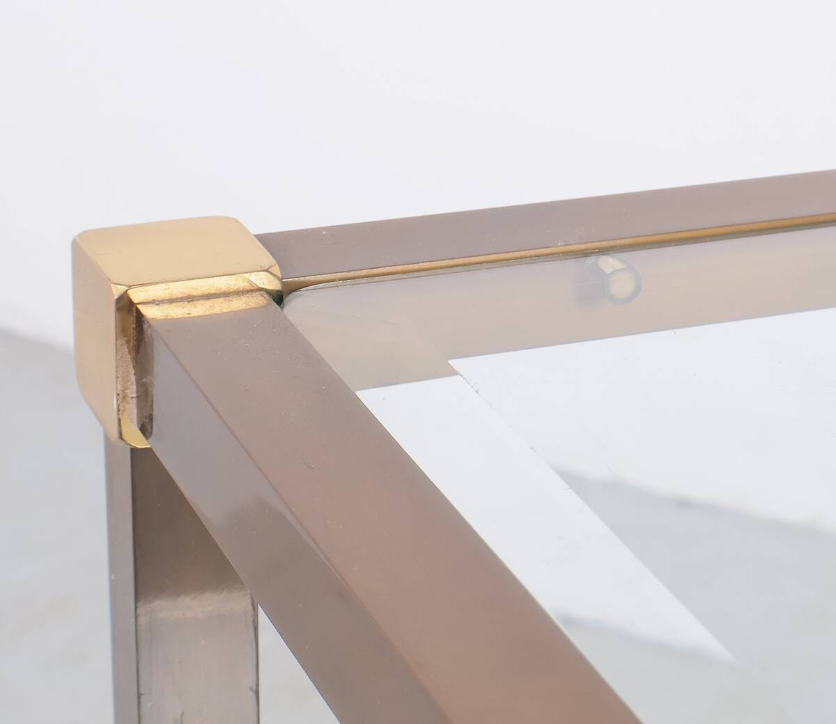 Brass and glass design console table, 1970s