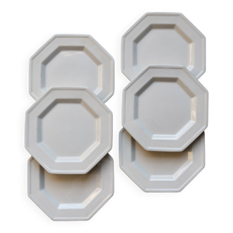 6 vintage octagonal beaded dessert plates - Johnson Brothers