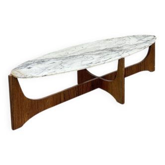 Table basse marbre et palissandre Hugues Poignant