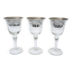 3 old stemmed glasses - engraved plant decor