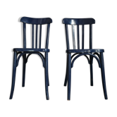Duo of old blue bistro chairs