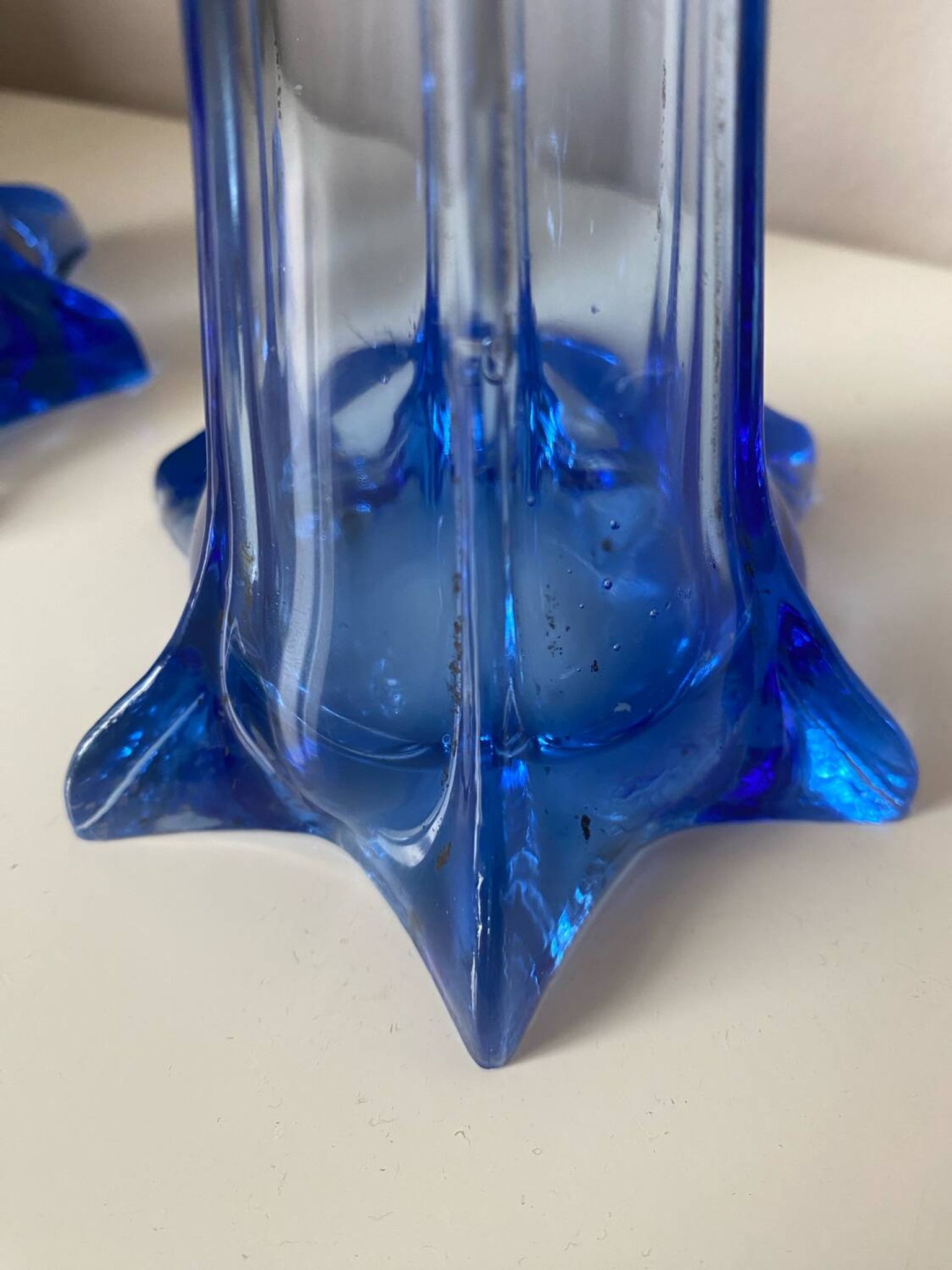 Pair of old blue soliflores