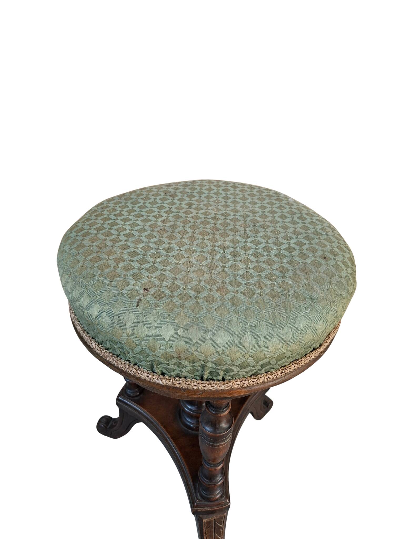 Sgabello a vite da Pianoforte Antico in Noce Inizio '900