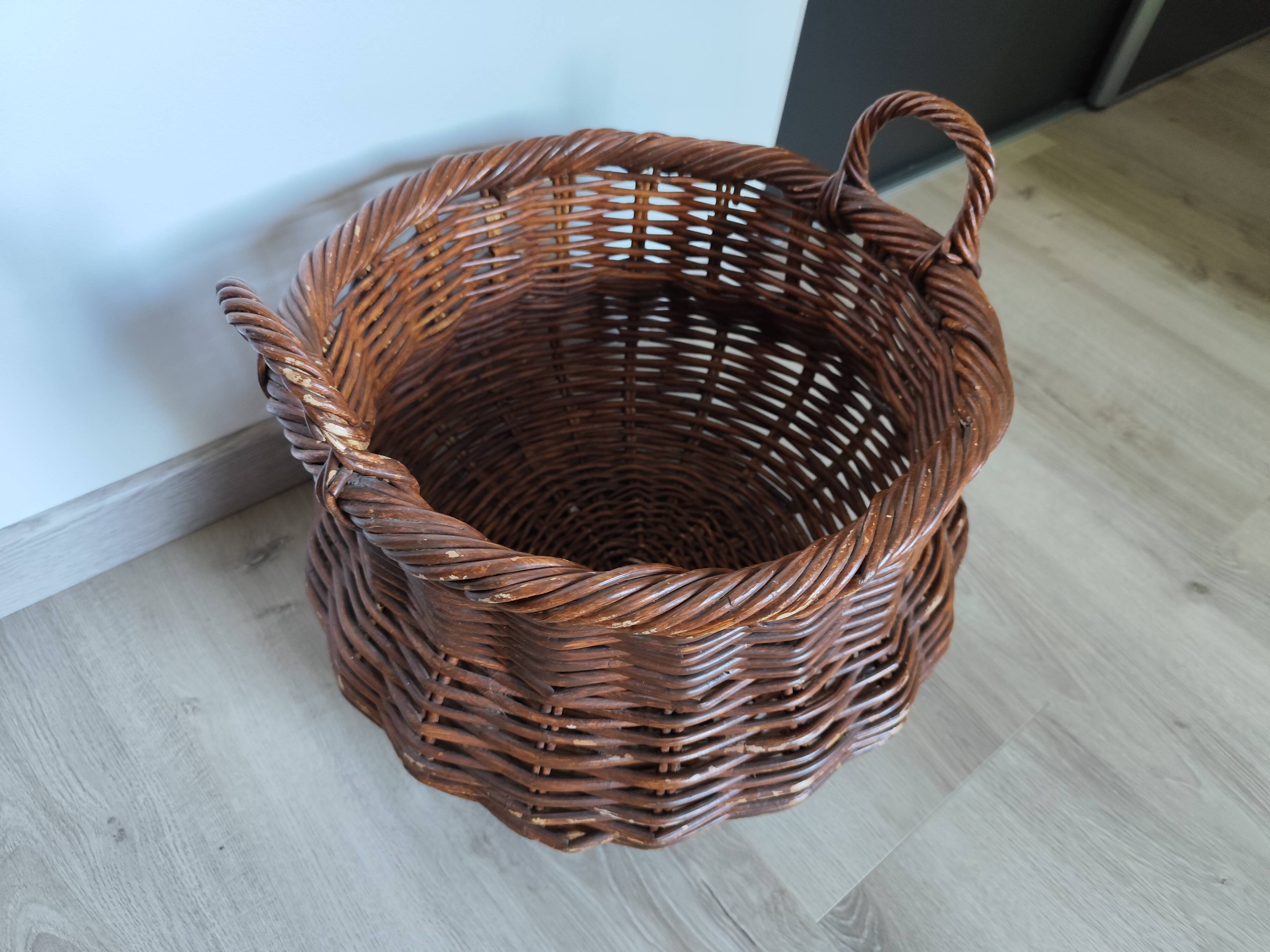 Vintage rattan planter basket