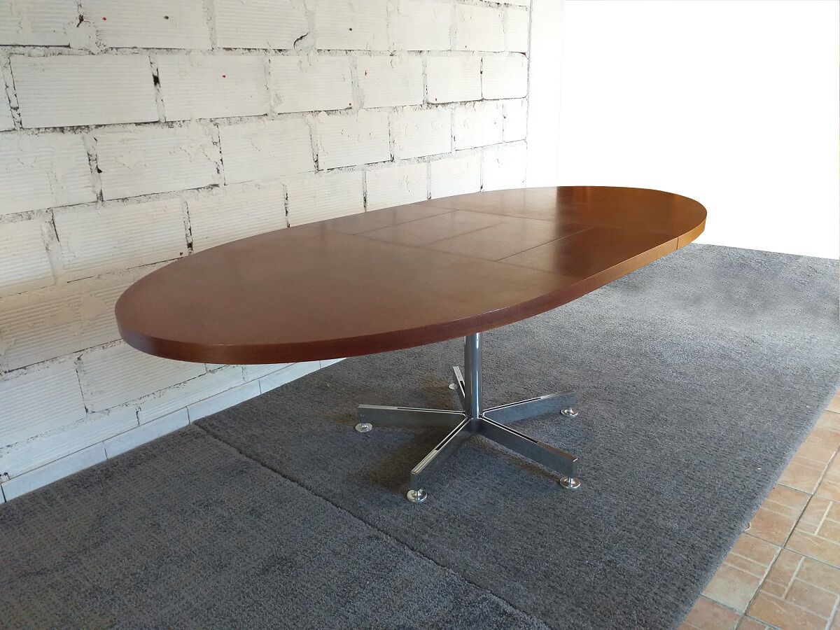 Georges Frydman's 60s vintage teak design oval dining table