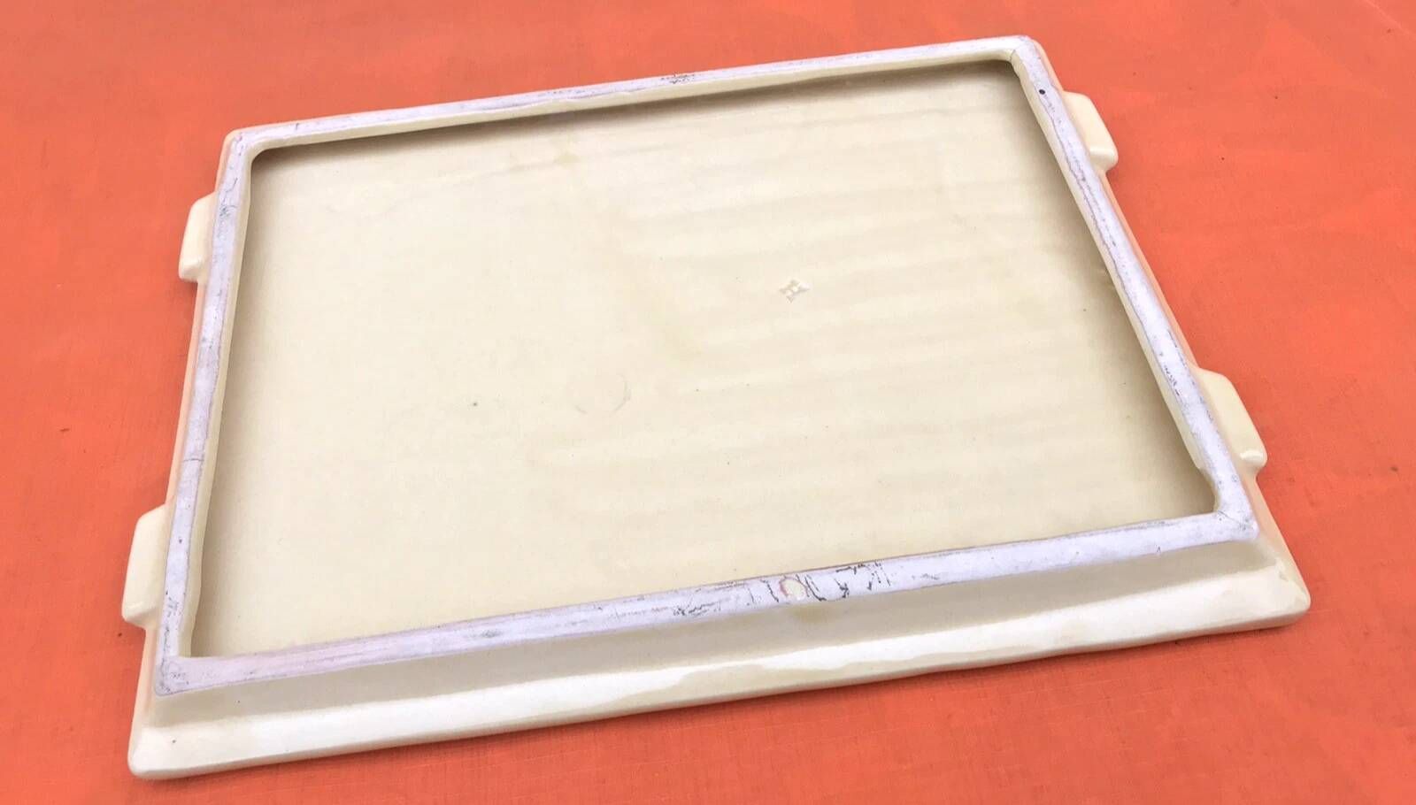 Old glazed ceramic cheese platter Camembert, Blue, Roquefort, Br