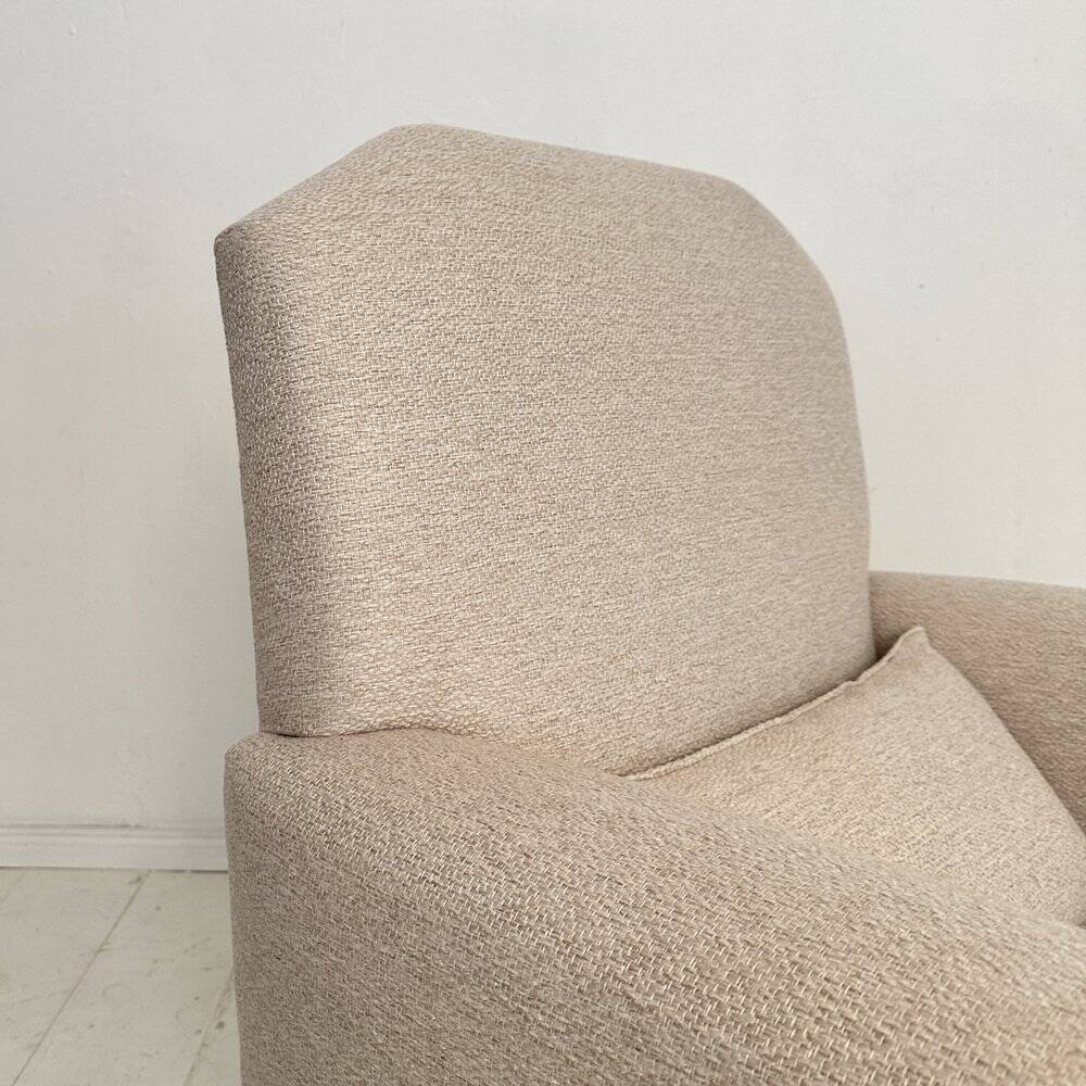 Vintage German Art Deco Armhair in White Fabric, 1920s