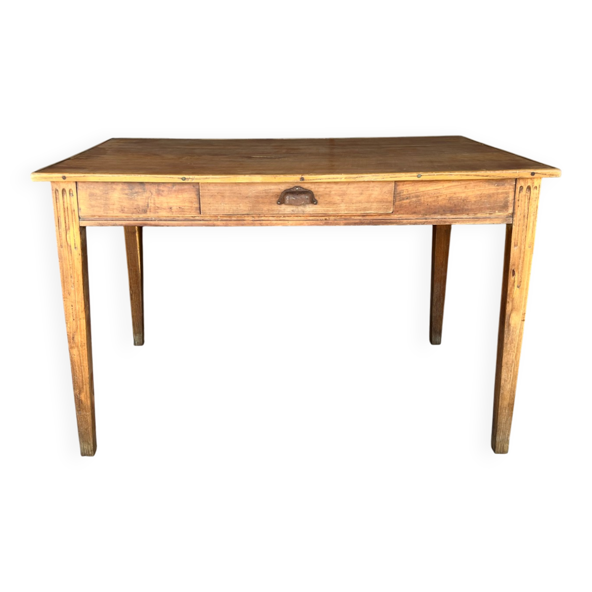 Old raw wood table with extension