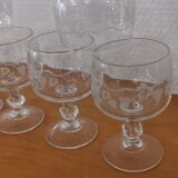Set of 6 glasses aperitif / digestive on feet grape decoration and vine shoot Luminarc