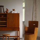 Brutalist Sculptural Trunk Armchair from the Mid-Century in Solid Pine, Swedish, 1960