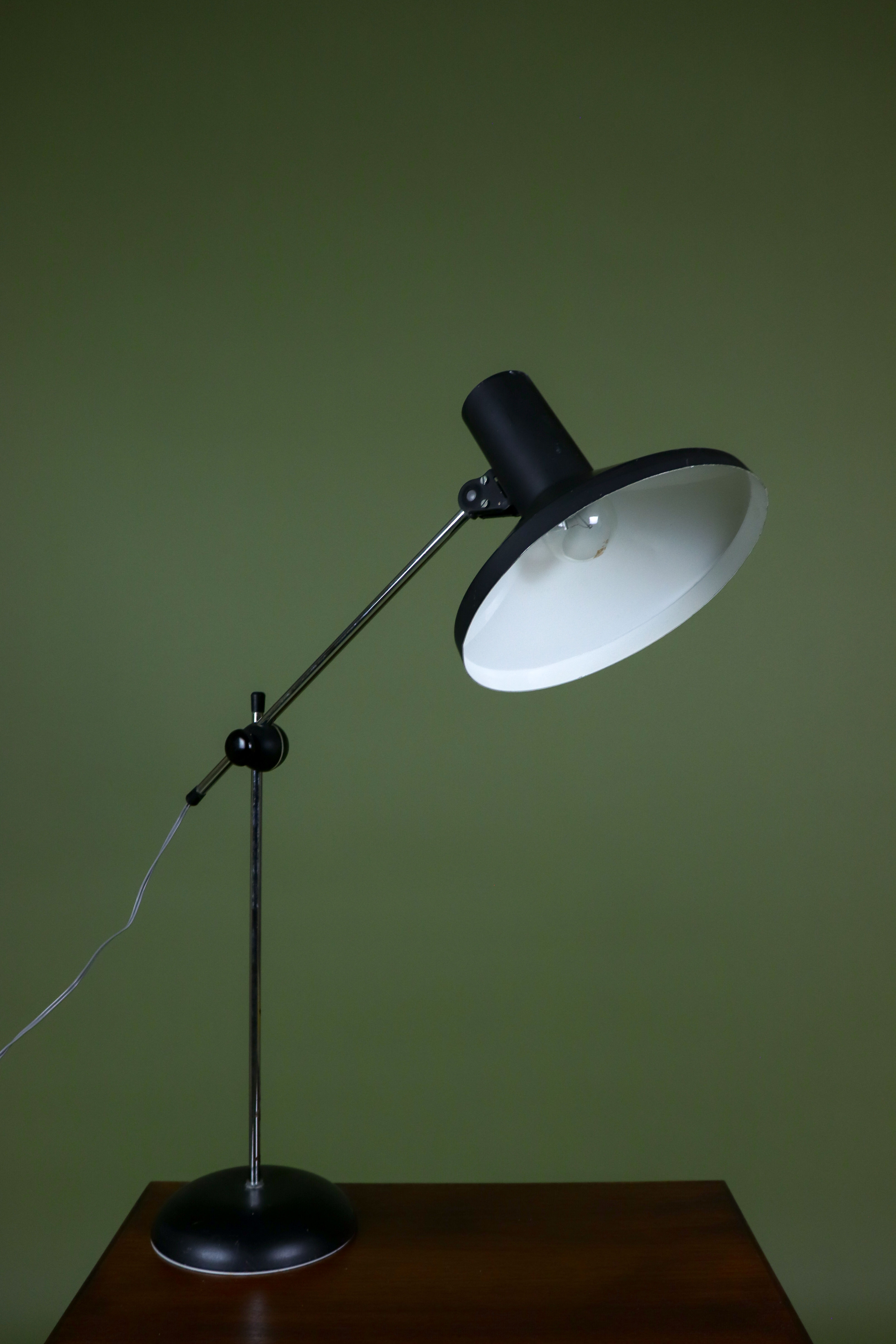 Large black metal vintage industrial desk lamp.