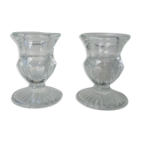 Paire de bougeoirs anciens en verre